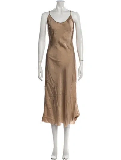 Pre-owned Organic By John Patrick V-neck Midi Length Dress In Neutrals