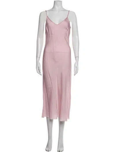 Pre-owned Organic By John Patrick V-neck Midi Length Dress In Purple