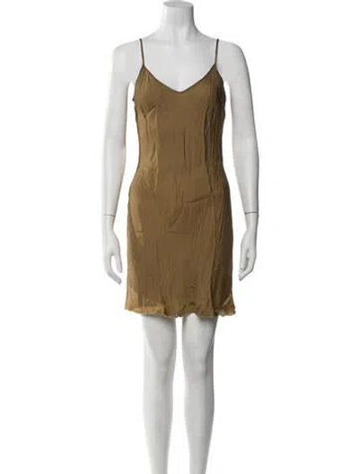 Pre-owned Organic By John Patrick V-neck Mini Dress In Green
