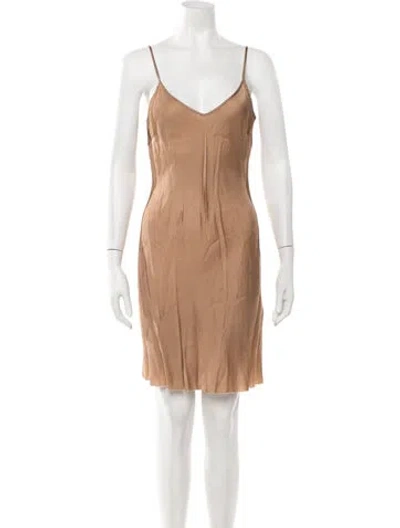Pre-owned Organic By John Patrick V-neck Mini Dress In Neutrals