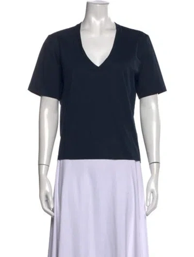 Pre-owned Organic By John Patrick V-neck Short Sleeve T-shirt In Blue