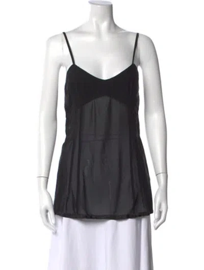 Pre-owned Organic By John Patrick V-neck Sleeveless Top In Black