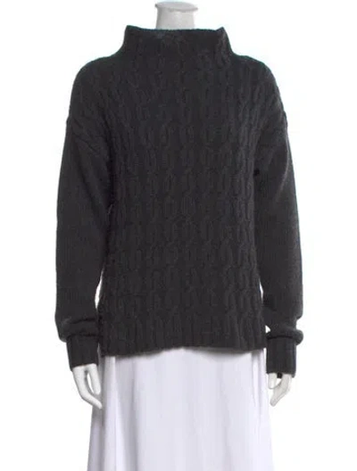 Pre-owned Organic By John Patrick Wool Mock Neck Sweater In Grey