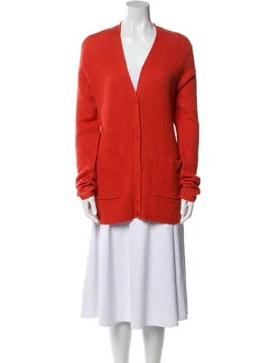 Pre-owned Organic By John Patrick Wool V-neck Sweater In Orange