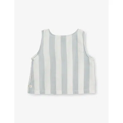 Organic Zoo Kids' Blue White Stripes Sardine Stripes Resort Cotton Top 6 Month