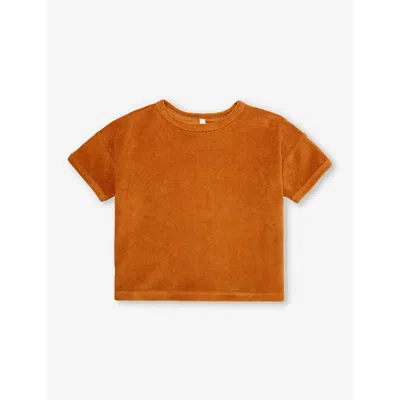 Organic Zoo Boys Orange Kids Waffle Short-sleeve Organic-cotton Towelling T-shirt 0-4 Years
