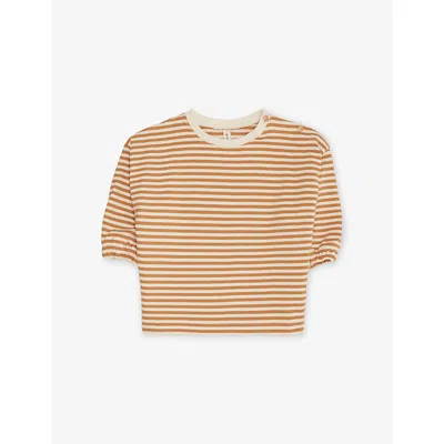 Organic Zoo Babies' E/natural Stripes Copper Stripes Relaxed-fit Cotton-jersey Sweatshirt 6 Months - 5 Year In Multi