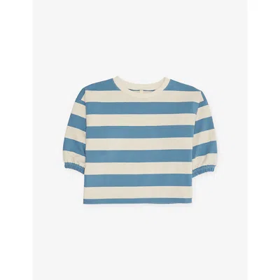 Organic Zoo Babies' Blue/natural Stripes Deck Chair Stripes Relaxed-fit Cotton-jersey Sweatshirt 6 Months - 5