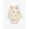 Organic Zoo Live-print Organic Cotton Bodysuit 0-12 Months Olive Pri In Olive Print