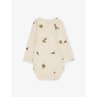 Organic Zoo Babies' Live-print Organic Cotton Bodysuit 0-12 Months Olive Pri In Olive Print