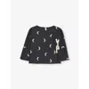 ORGANIC ZOO CHARCOAL/MOONS PRINT MOON-PRINT WRAP-AROUND COTTON TOP 0-12