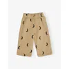 Organic Zoo Dusky Midnight Printed Cotton Traveller Trousers 3 Months - 5 Years Sand/moon Pri In Brown