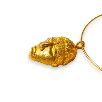 Oriaku Studio Women's Kanu African Mask Necklace - Gold Plated - Handcrafted In Senegal