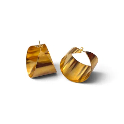 Oriaku Studio Women's Lingo Earrings - Gold Plated Hoops - Handcrafted In Senegal - West Africa - Non Engraved - L