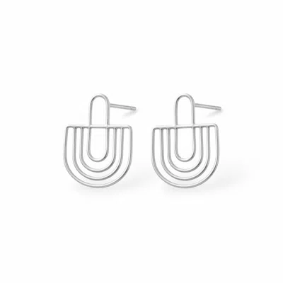 Oriaku Studio Women's Nalo Earrings - Geometric Silver Design -  Handcrafted In Senegal - West Africa In Metallic