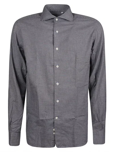 Orian Black Checkered Washed Long Sleeve Casual Shirt In Grey