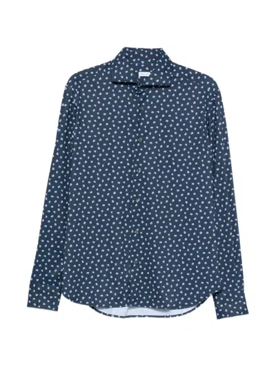 Orian Floral-print Long-sleeve Shirt In Blue
