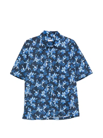 Orian Floral-print Short-sleeve Shirt In Blue