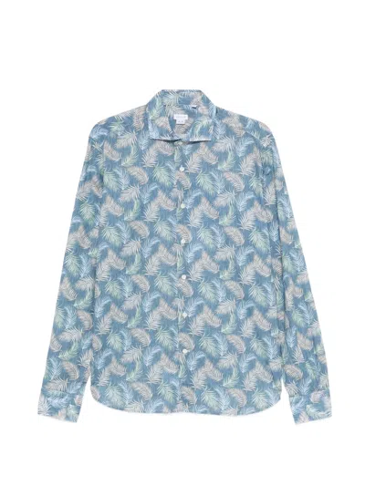 Orian Leaf-print Shirt In Blue