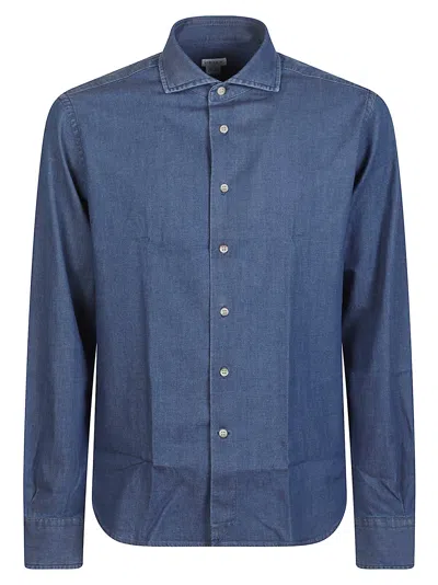 Orian Long Sleeve Slim Cotton Shirt In Blue