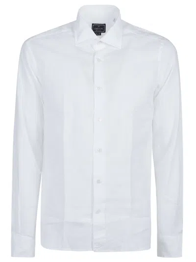 Orian Long Sleeve Slim Linen Blend Shirt In White