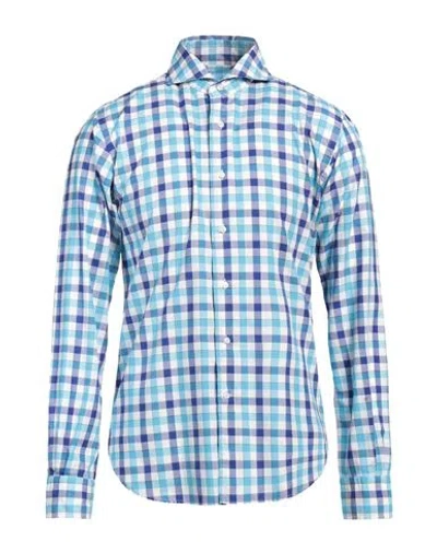 Orian Man Shirt Azure Size 15 ¾ Cotton In Blue