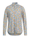 Orian Man Shirt Azure Size 16 Cotton In Blue