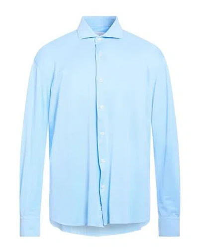 Orian Man Shirt Azure Size 16 ½ Polyamide, Elastane In Blue