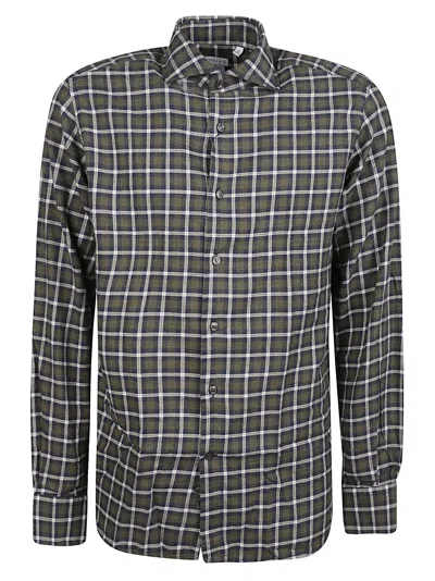 Orian Plaid Washed Long Sleeve Casual Shirt In Grey