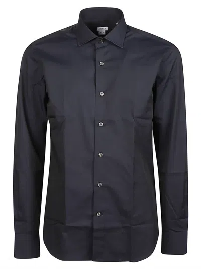 Orian Slim Cotton Long Sleeve Casual Shirt In Black