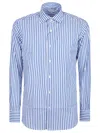 Orian Striped Cotton Shirt In Bianco/blu