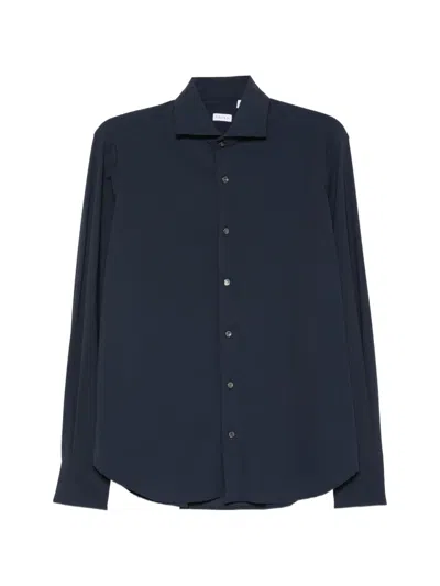Orian Spread-collar Long-sleeve Shirt In 블루