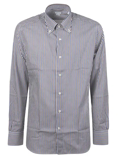 Orian Vertical Striped Slim-fit Long Sleeve Formal Shirt In White