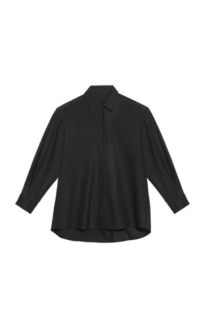 Oriane 1986 The Unisex Wool-blend Button-down Shirt In Black
