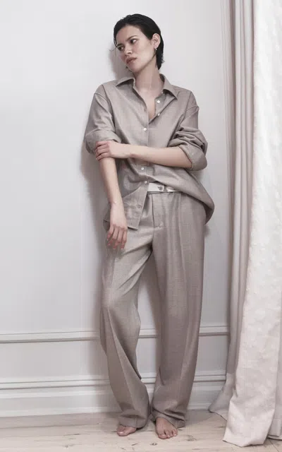 Oriane 1986 The Unisex Wool-blend Wide-leg Pants In Black