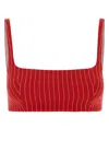 Oriane Embroidered Viscose-blend Mini Crop Top In Red