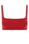 Oriane Embroidered Viscose-blend Mini Crop Top In Red