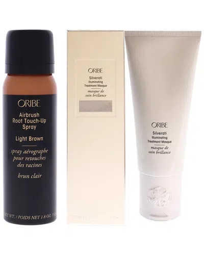 Oribe Airbrush Root Touch-up Spray - Light Brown & Silverati Illuminating  Treatment Masque Kit In Multi