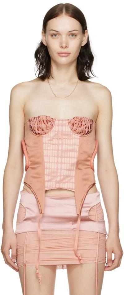 Oriens Ssense Exclusive Pink Eros Corset In Peach