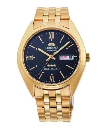 Pre-owned Orient 3 Stars Automatic Day-date Black Dial Stainless Steel Watch