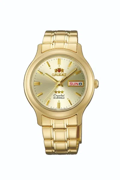 Pre-owned Orient Automatic Tristar Watch Day Date Gold Dial 36mm Ab05001c Made In Japan