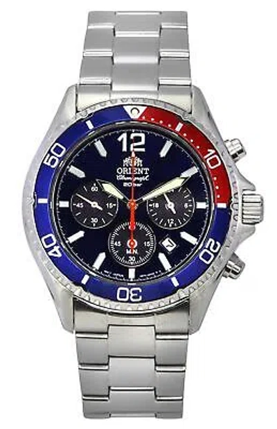 Pre-owned Orient Black Dial Solar Diver's 200m Men's Watch Ra-tx0201l10b