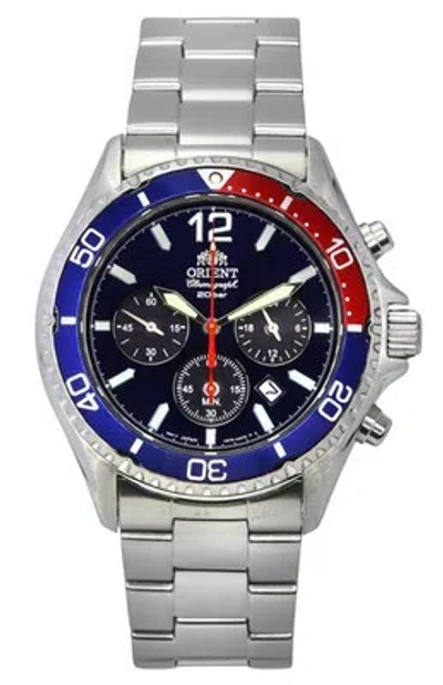 Pre-owned Orient Chronograph Black Dial Solar Diver Analog Ra-tx0201l10b 200m Mens Watch
