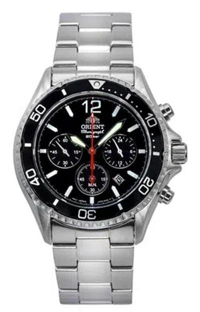 Pre-owned Orient Chronograph Black Dial Solar Diver Analog Ra-tx0202b10b 200m Mens Watch