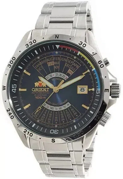 Pre-owned Orient Classic Automatic Multi-year Calendar Blue Dial Mens Watch Eu03002d