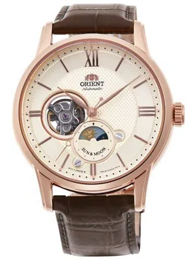 Pre-owned Orient Classic Semi Skeleton Sun & Moon Rn-as0002s Men's Watch Stainless Steel