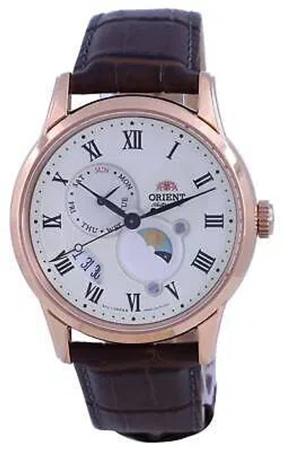 Pre-owned Orient Classic Sun & Moon Champagne Dial Automatic Ra-ak0007s10b 50m Mens Watch