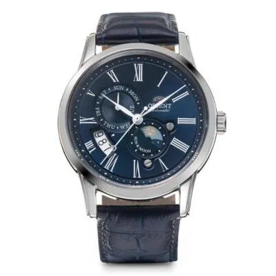 Pre-owned Orient Classic Sun & Moon Rn-ak0004l Navy Silver Mechanical Men Watch In Box