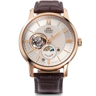 Pre-owned Orient Classic Sun＆moon Rn-as0002s Mechanical Automatic Watch Brown Band 42mm