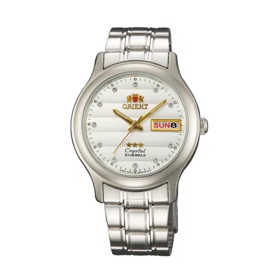 Pre-owned Orient Classic Tristar Watch Daydate White Dial 36mm Ab05008w Made In Japan